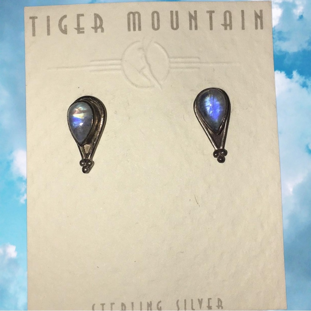 NEW! Moonstone Sterling Silver raindrop earrings